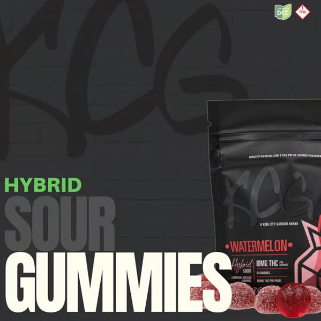 Photograph of product: King City Gardens edibles Sour Watermelon Liquid Diamond Gummies 100mg -10pk