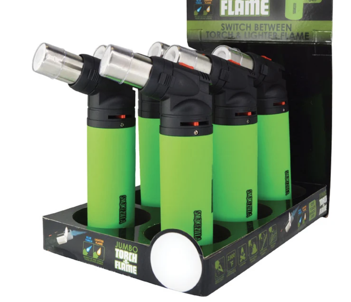 Photograph of product: Jumbo Torch-n-Flame Butane Torch | 6" Neon Green | HZ939