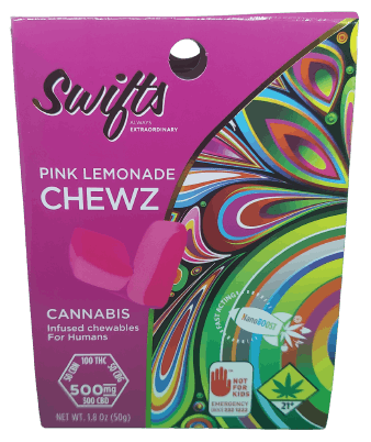 Photograph of product: Pink Lemonade CBD:TH-oui:CBG:CBN Chewz, 10-Pack