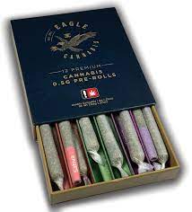 Photograph of product: Eagle Oui'd (S) True Glue (H) Kush Mintz (I) Blue Float Variety Preroll 12 Pack 6g