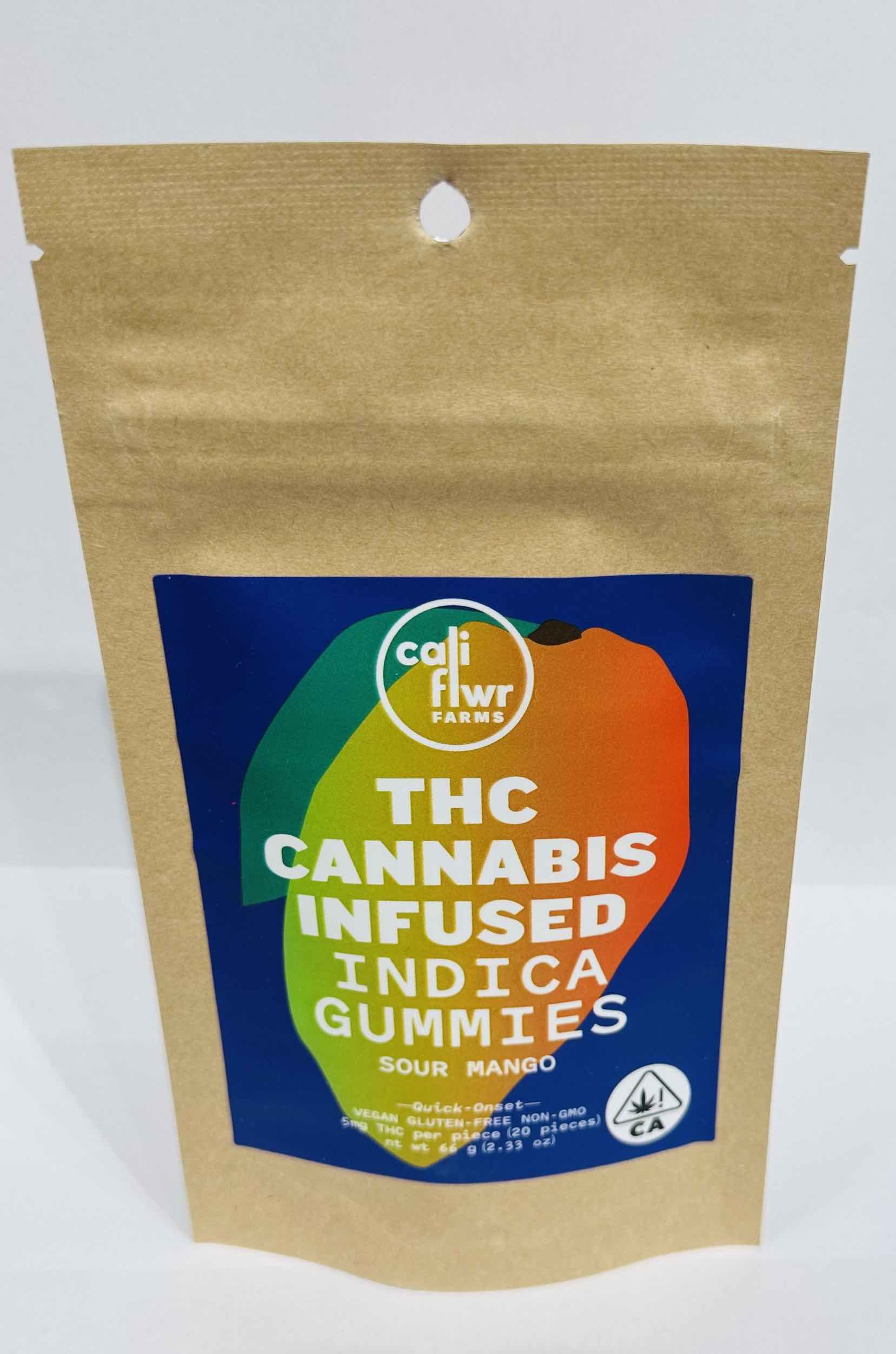 Photograph of product: CALI FLWR FARMS - 100MG - SOUR MANGO GUMMIES