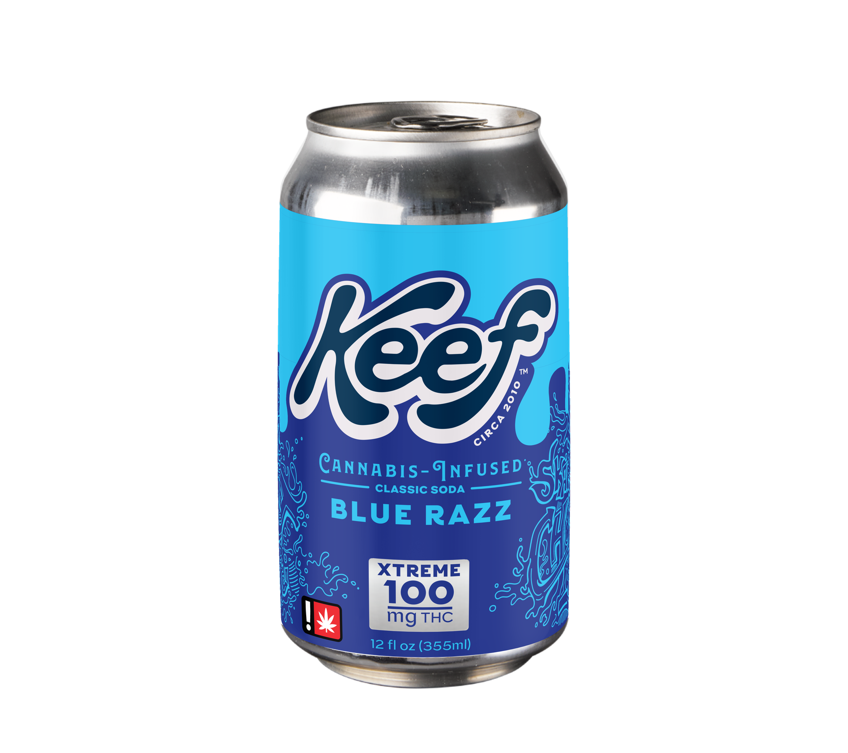 Photograph of product: Keef 100mg BLUE RAZZ XTREME Oui'd Infused Classic Soda