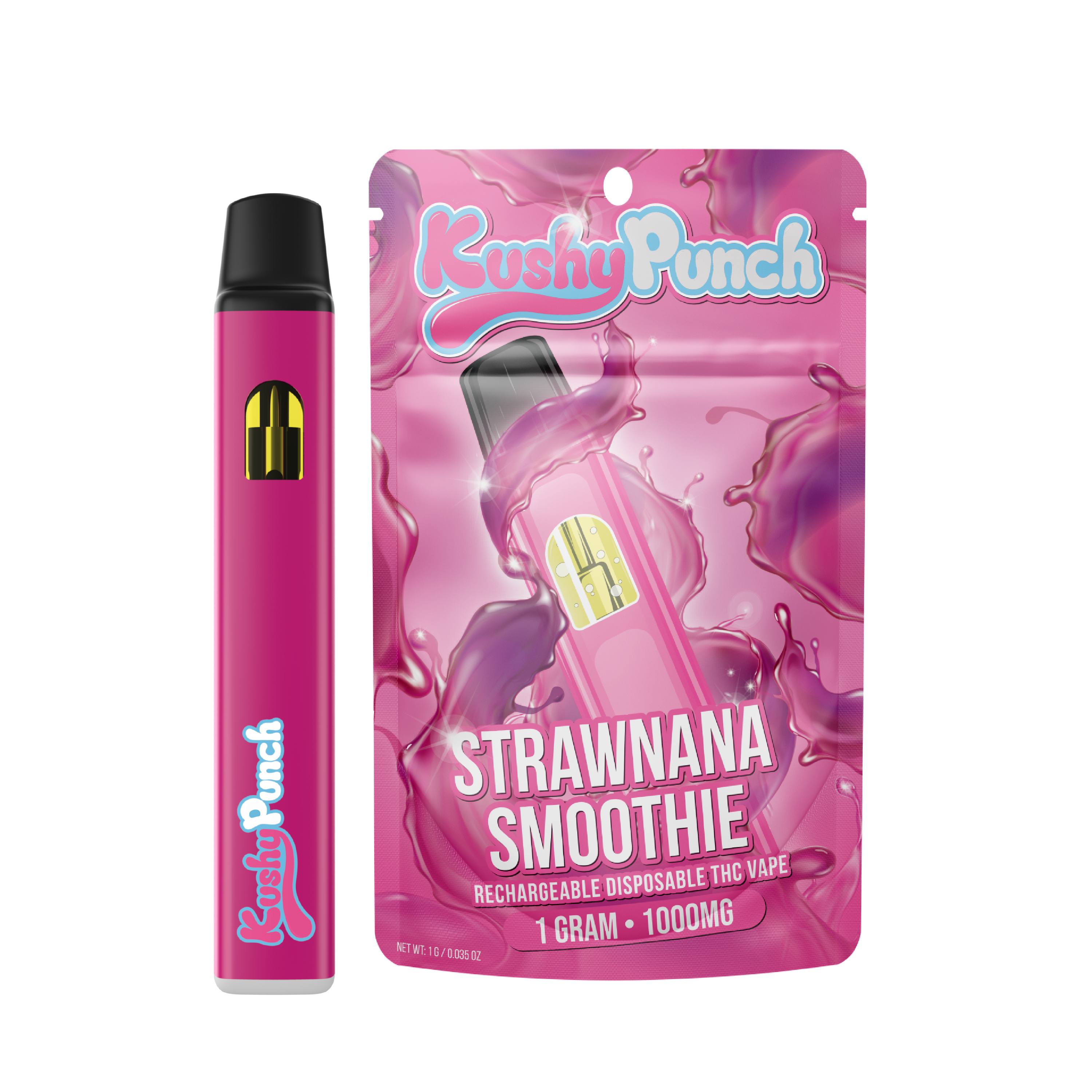 Photograph of product: Kushy Punch - Disposable Vape Strawnana Smoothie - 1g