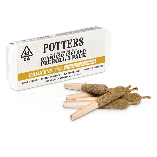 Photograph of product: D. Potters 5pk x .5g Diamond Infused Pre Rolls - Citrus Daydream (S) - 