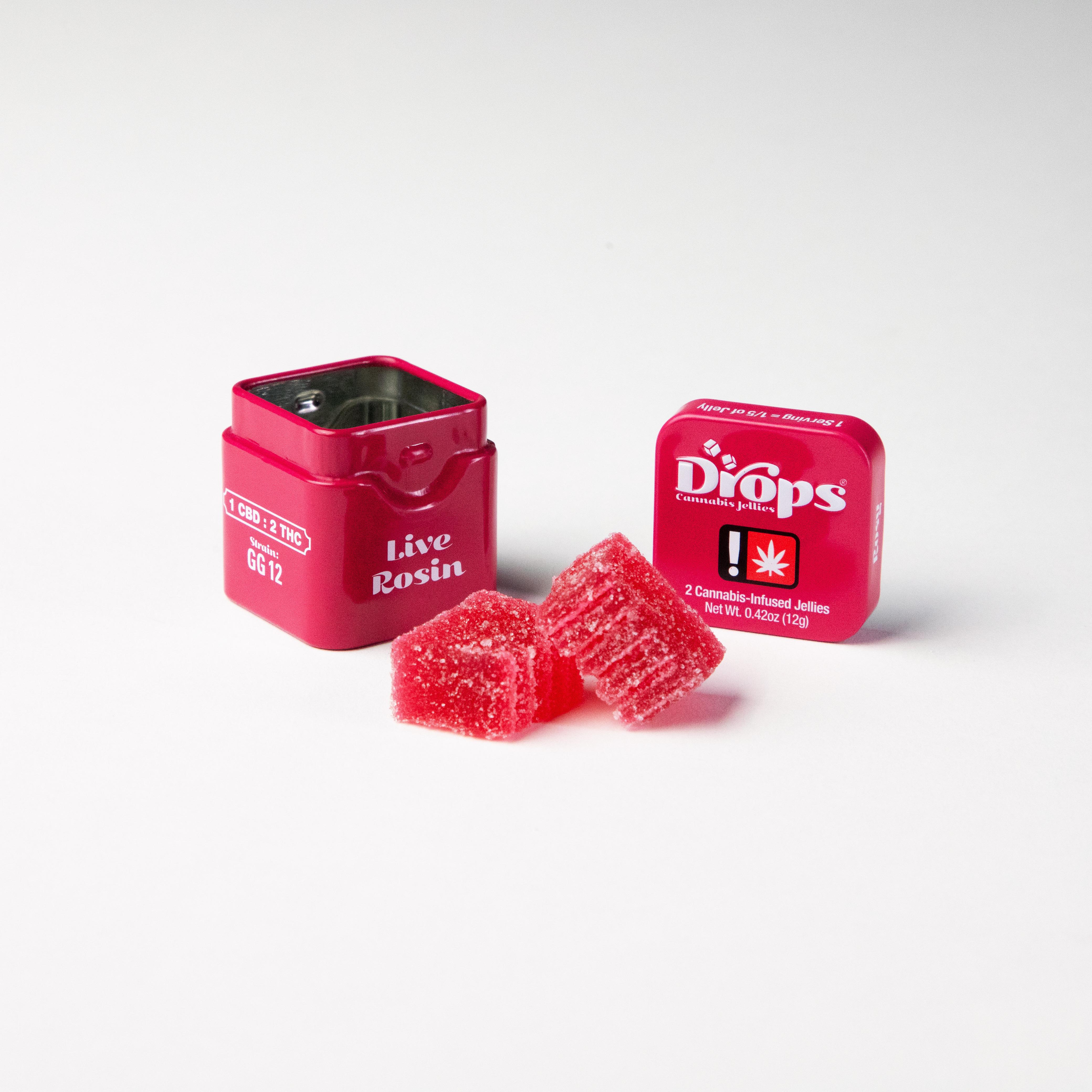 Photograph of product: Gummy - Drops 2pc - - Raspberry TH-oui/CBD 1:2