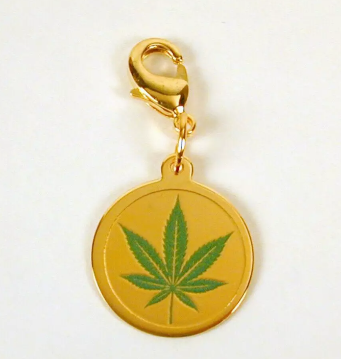 Photograph of product: Oui'd Oui'd Leaf Charm | Gold Plated Sterling Silver Painted