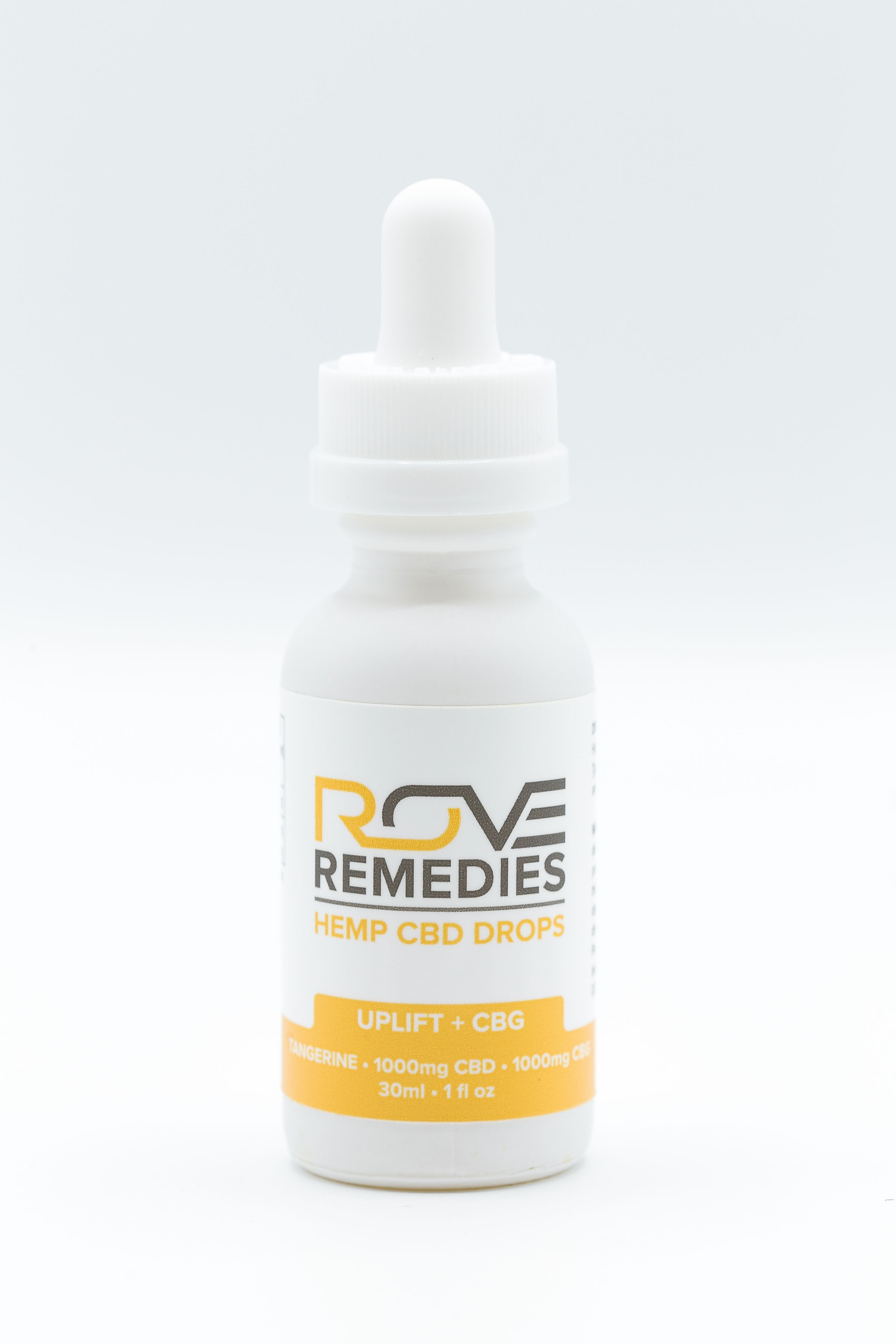 Photograph of Product: ROVE Remedies Tangerine Uplift (S) 1:1 CBD:CBG Tincture 1000mg