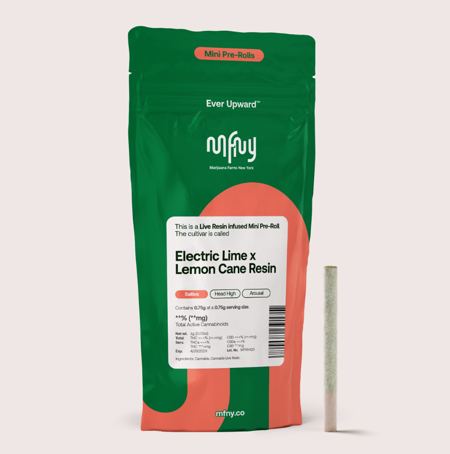 Photograph of product: MFNY | Electric Lime X Lemon Cane Live Resin Infused Pre-Roll