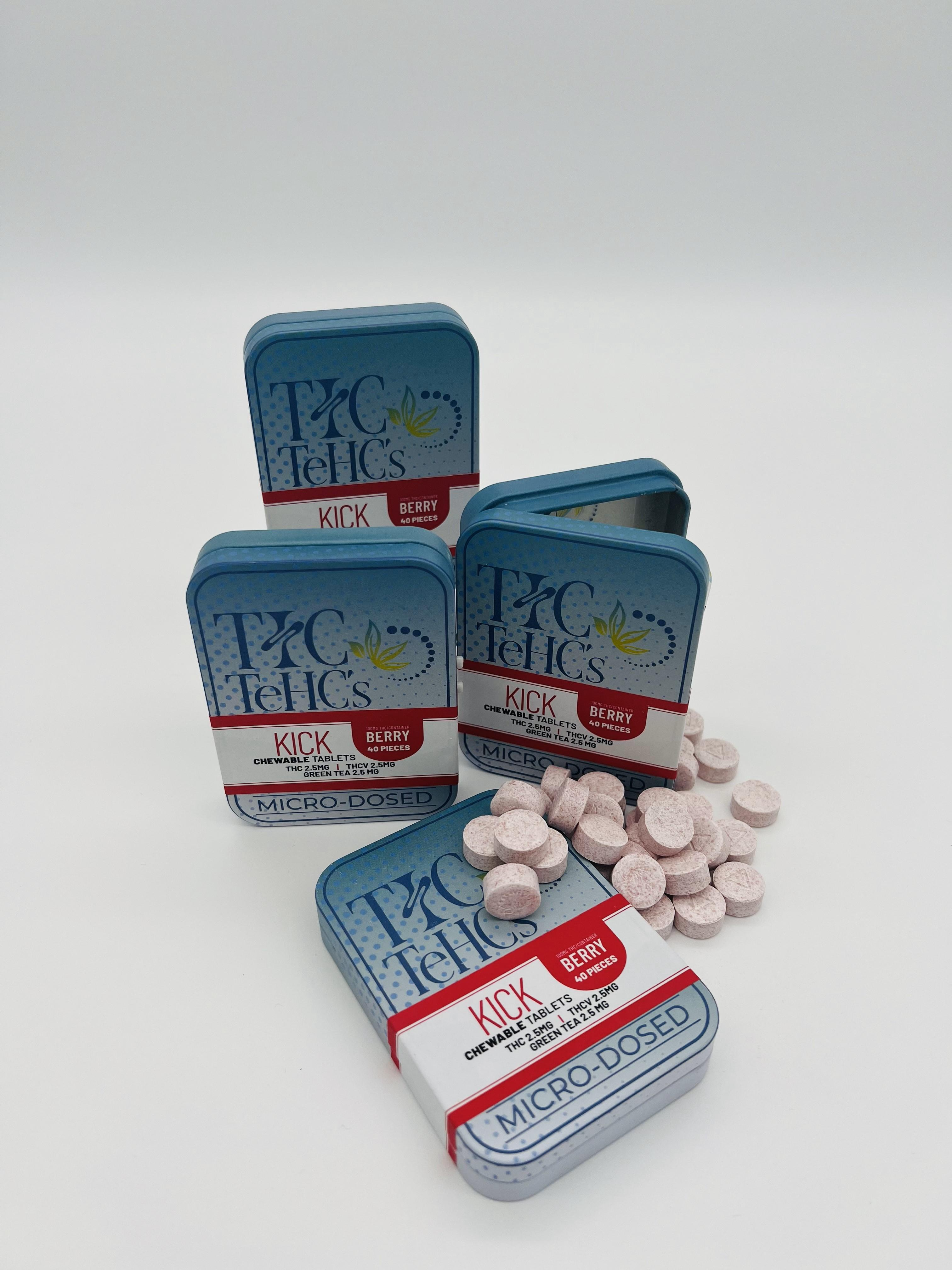 Photograph of product: Kick   Berry Chewable Tablets  (Thc, Thcv, Green Tea) (Micro Dosed) Adult Use