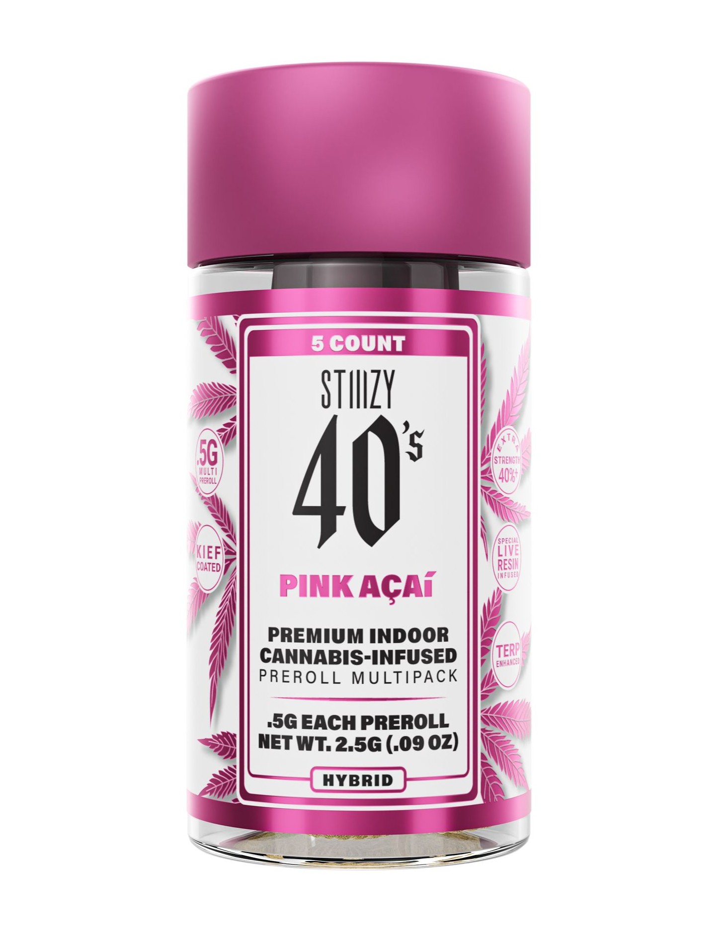 Photograph of product: Stiiizy Pink Acai 5pk Infused Prerolls Rec