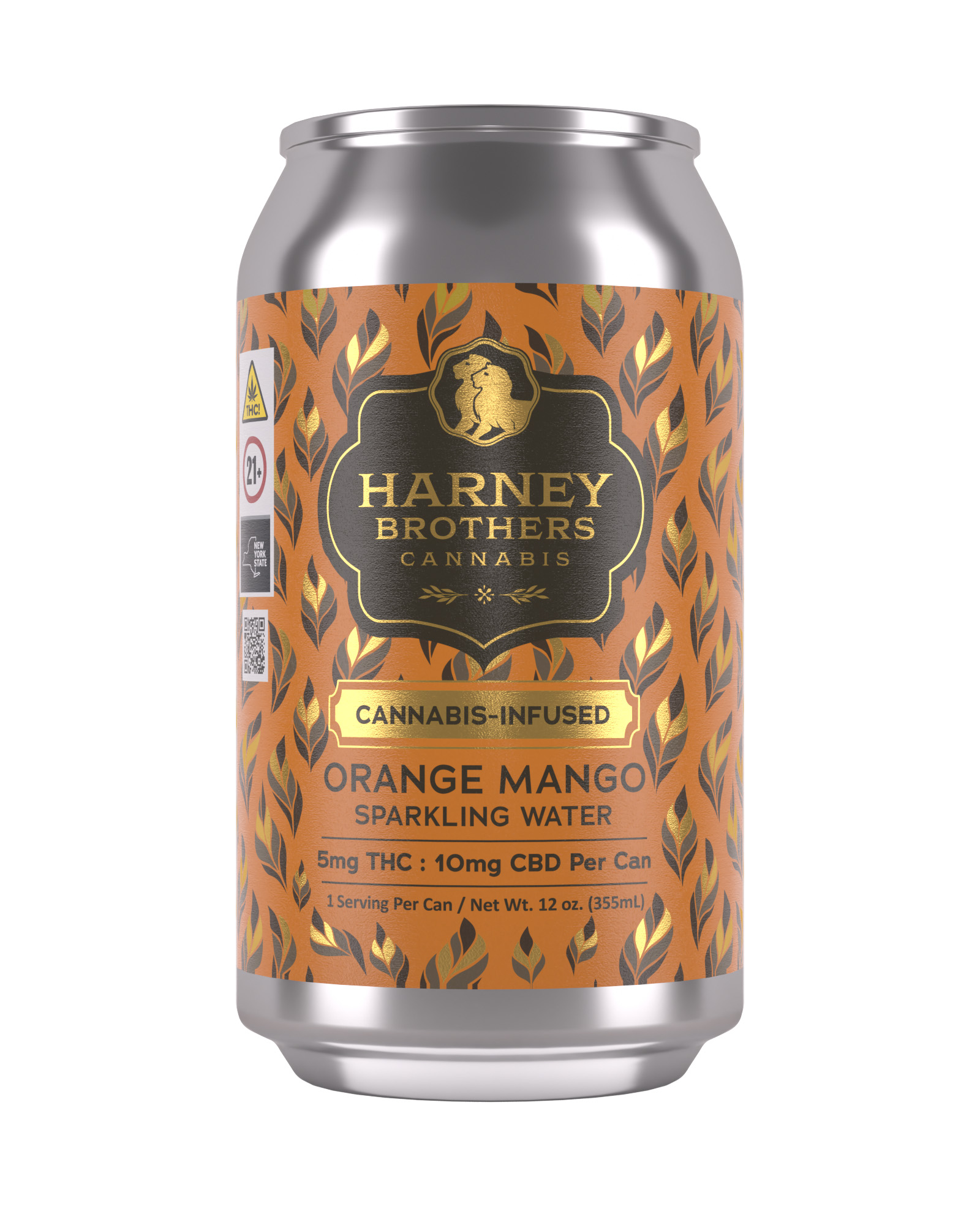 Photograph of product: Harney Brothers | Orange Mango Sparkling Water Can | 12oz Beverage | 5mg