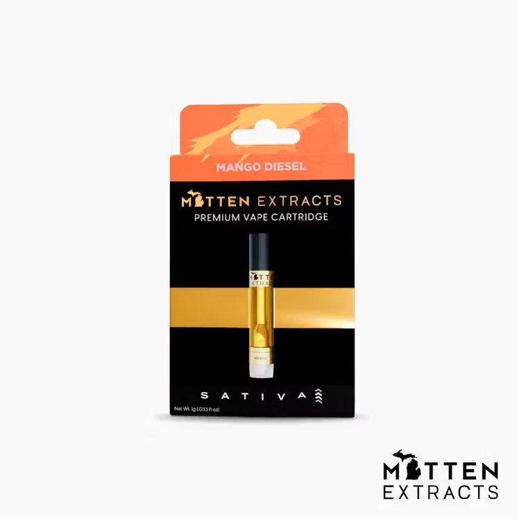 Photograph of product: Mitten Extracts - Cartridge 1g - Mango Diesel - Oui'd
