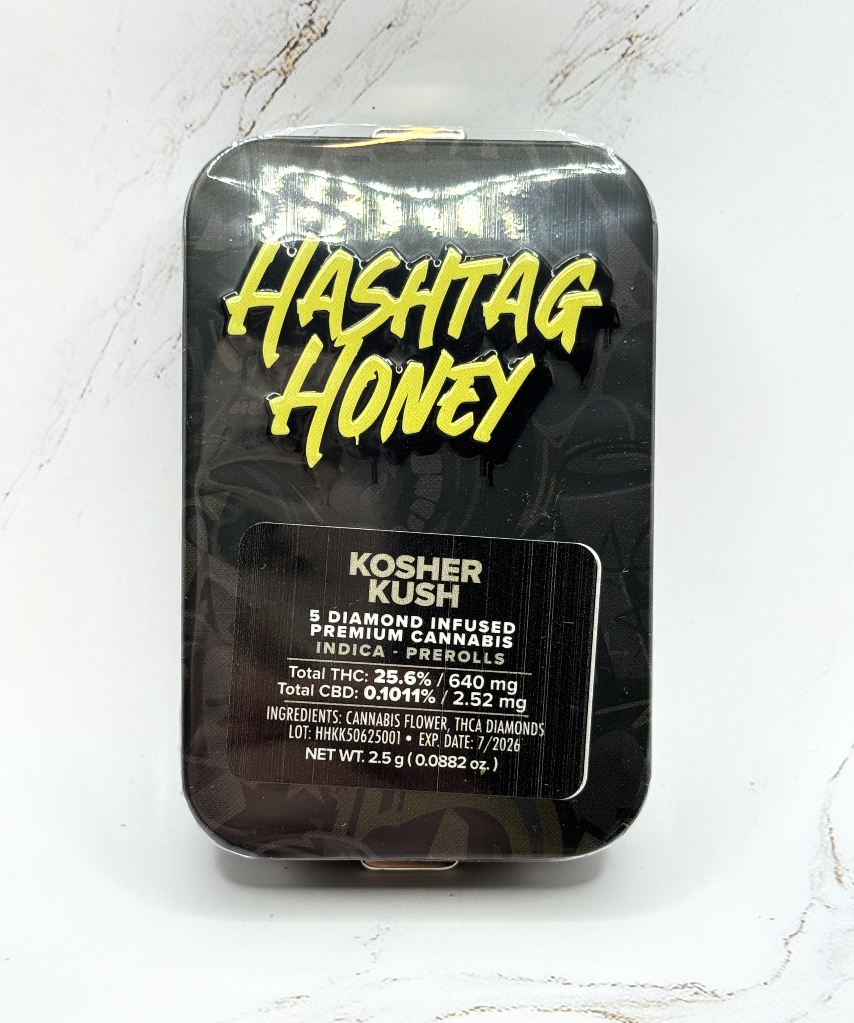 Photograph of product: au chocolattag Honey - Kosher Kush Diamond infused Prerolls - 5pk