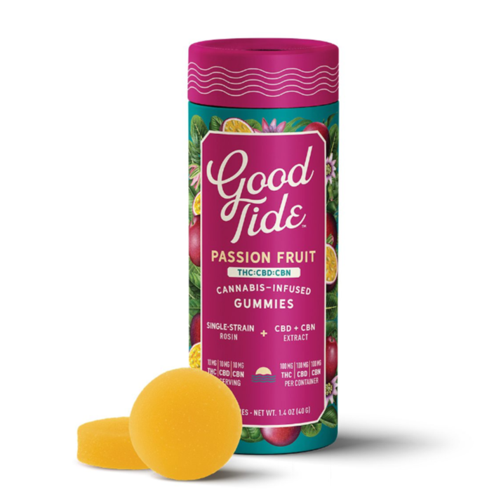 Photograph of product: Good Tide | Passion Fruit 1:1:1 CBD:CBN | 10pk/100mg