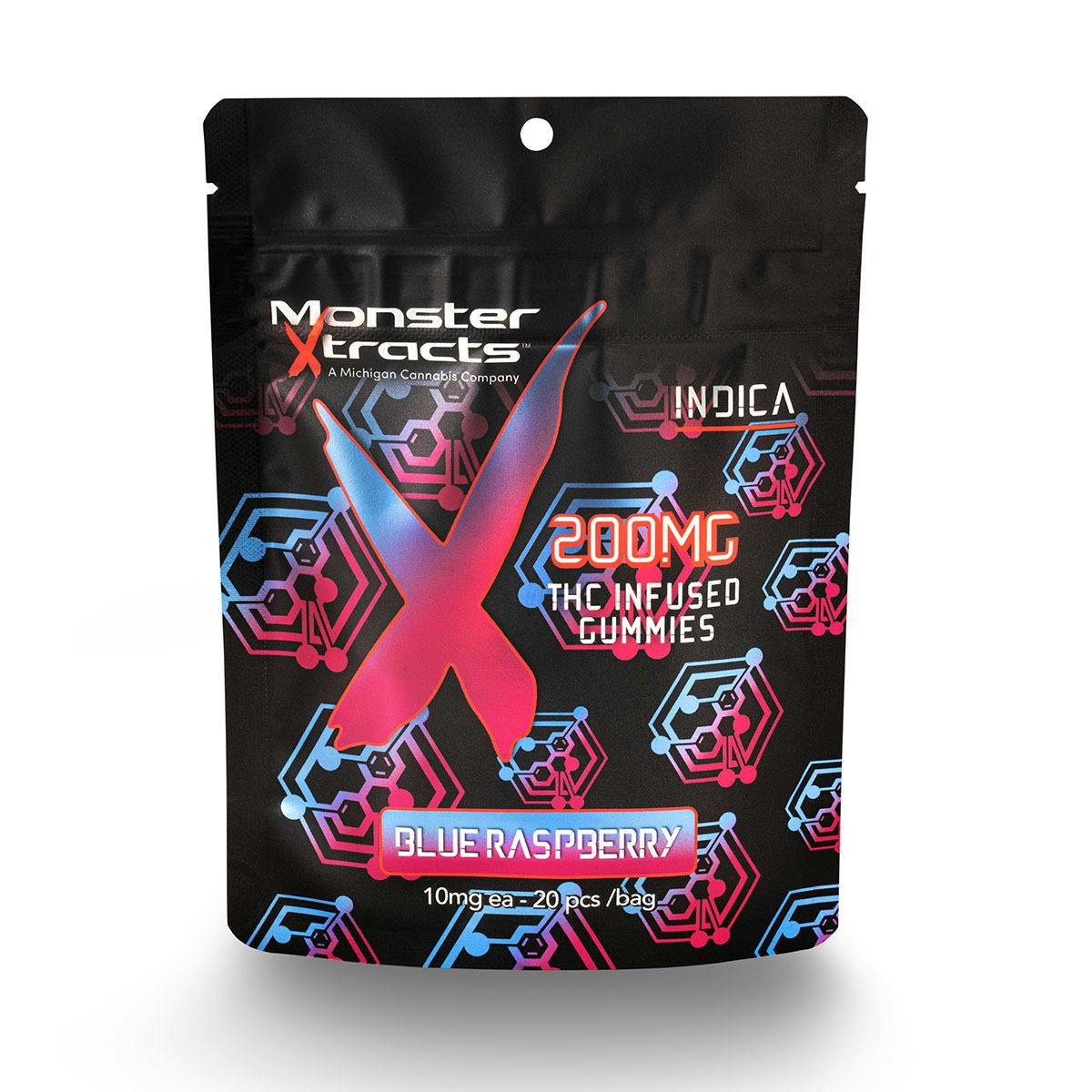 Photograph of product: Monster Xtracts - Blue Raspberry Gummies 200mg | 10/$30