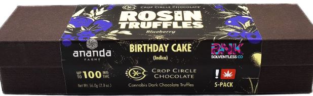 Photograph of product: Crop Circle Chocolates | Blueberry | 5pk Rosin Truffles 100mg