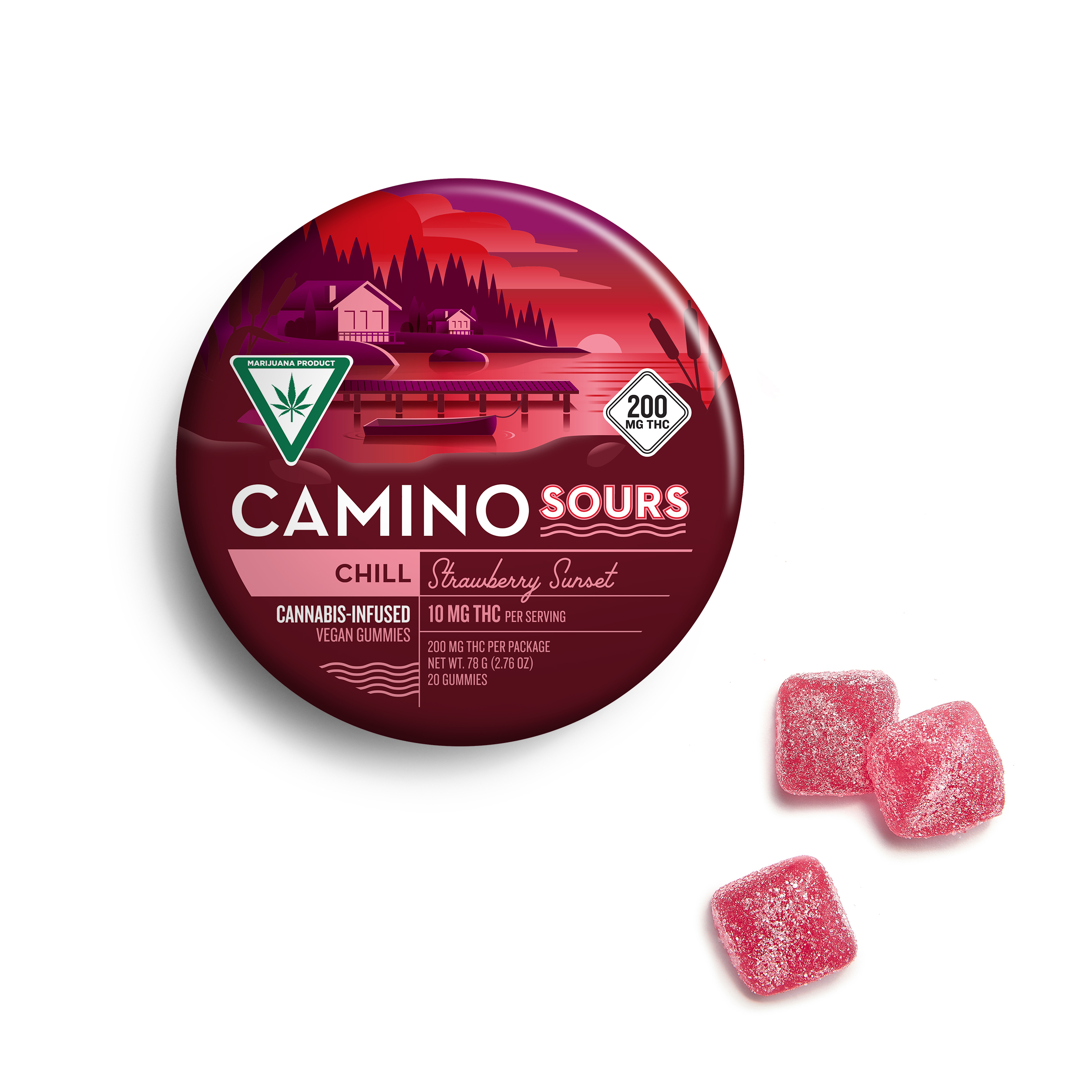 Photograph of Product: Camino Sours 'Chill' Strawberry Sunset Gummies [20pk] (200mg THC)