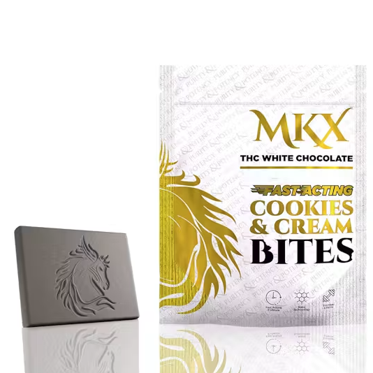 Photograph of product: MKX 200mg Chocolate Bites - White Chocolate Cookies and Cream
