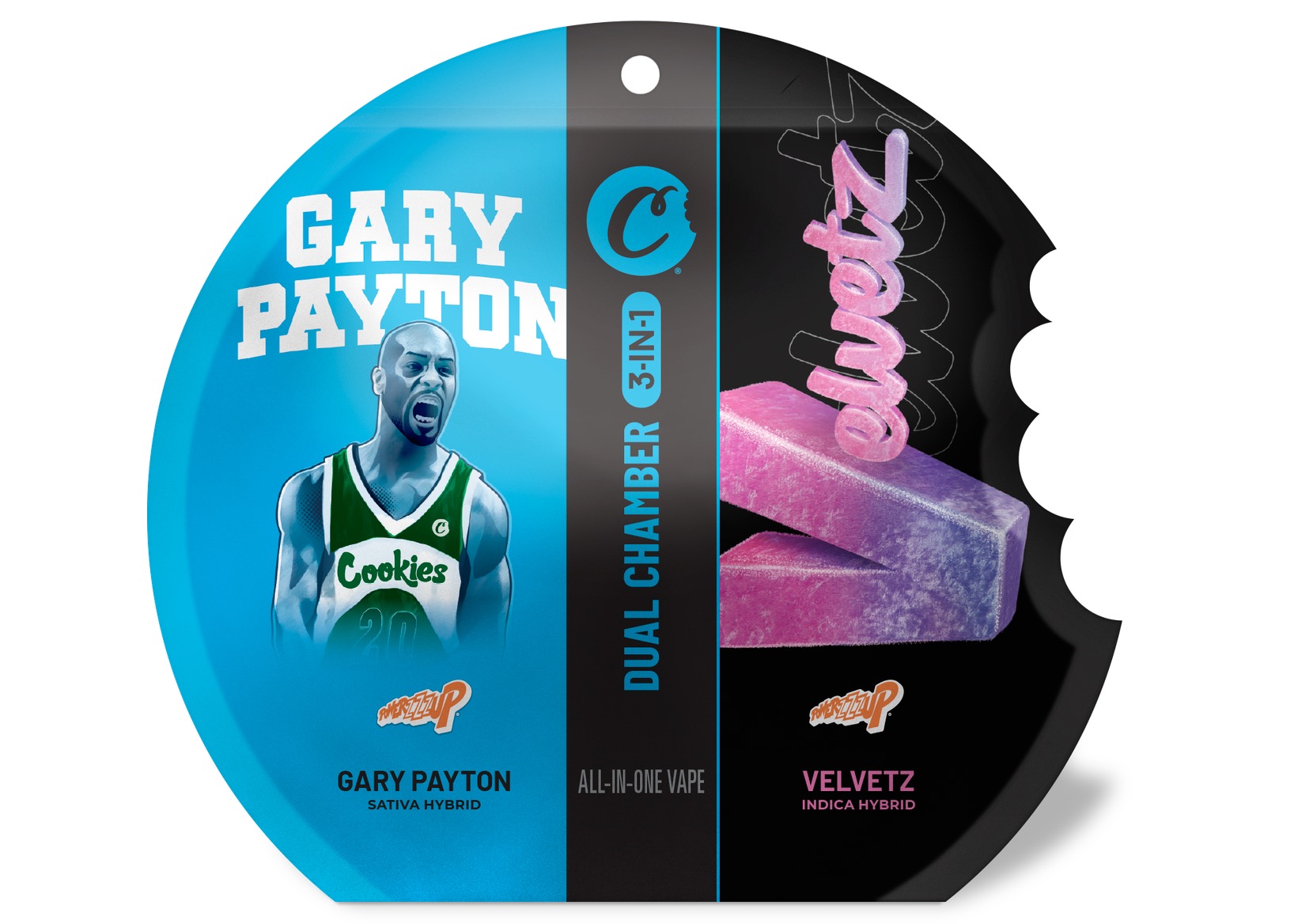 Photograph of product: Cookies 3-in-1 Disposable Dual Chamber Cartridge: Gary Payton / Velvetz