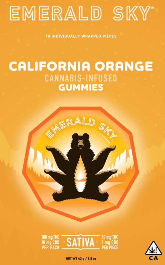 Photograph of product: California Orange [S] | 100mg 10pk Gummy | Emerald Sky