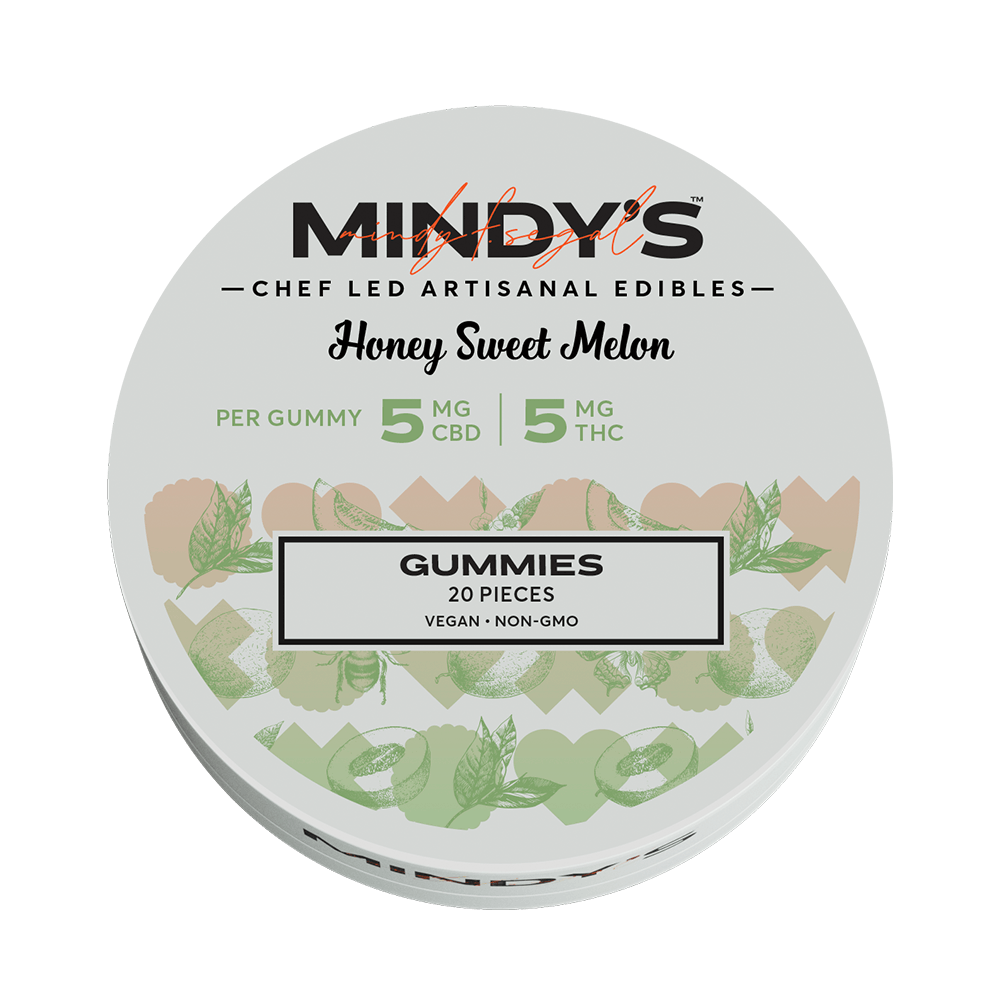 Photograph of product: Honey Sweet Melon | 5mg TH-oui: 5mg CBD | 20pk Gummies | Mindy's