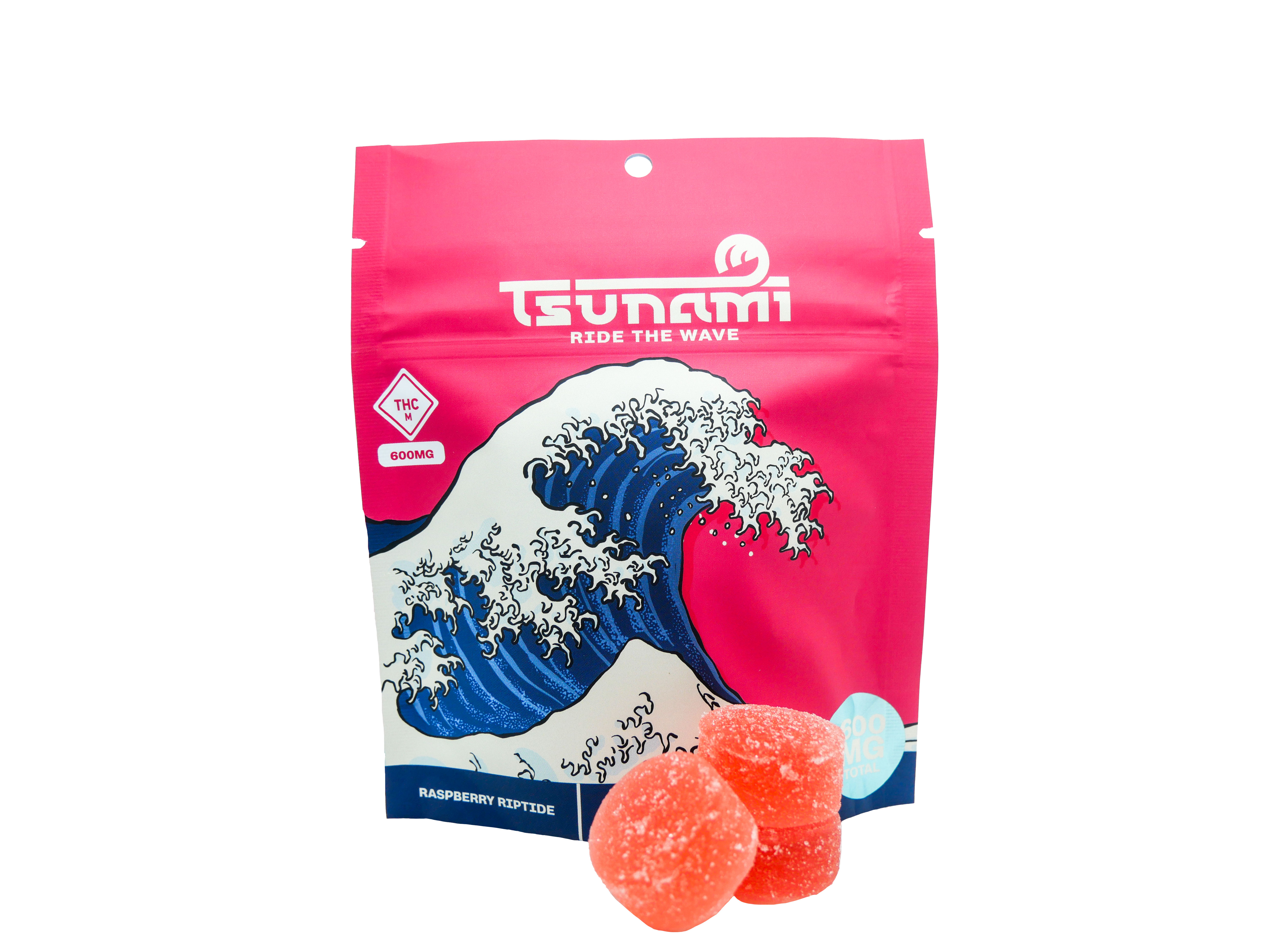 Photograph of product: Raspberry Riptide | 600mg | Gummies | Tsunami