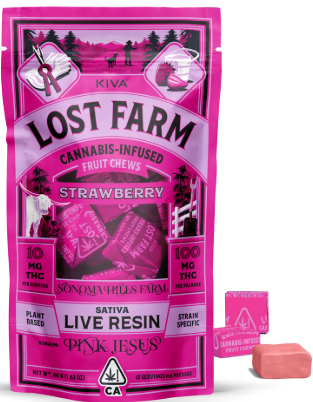 Photograph of product: Strawberry x Pink Jesus [S] - 100MG Live Resin Chews 10PK
