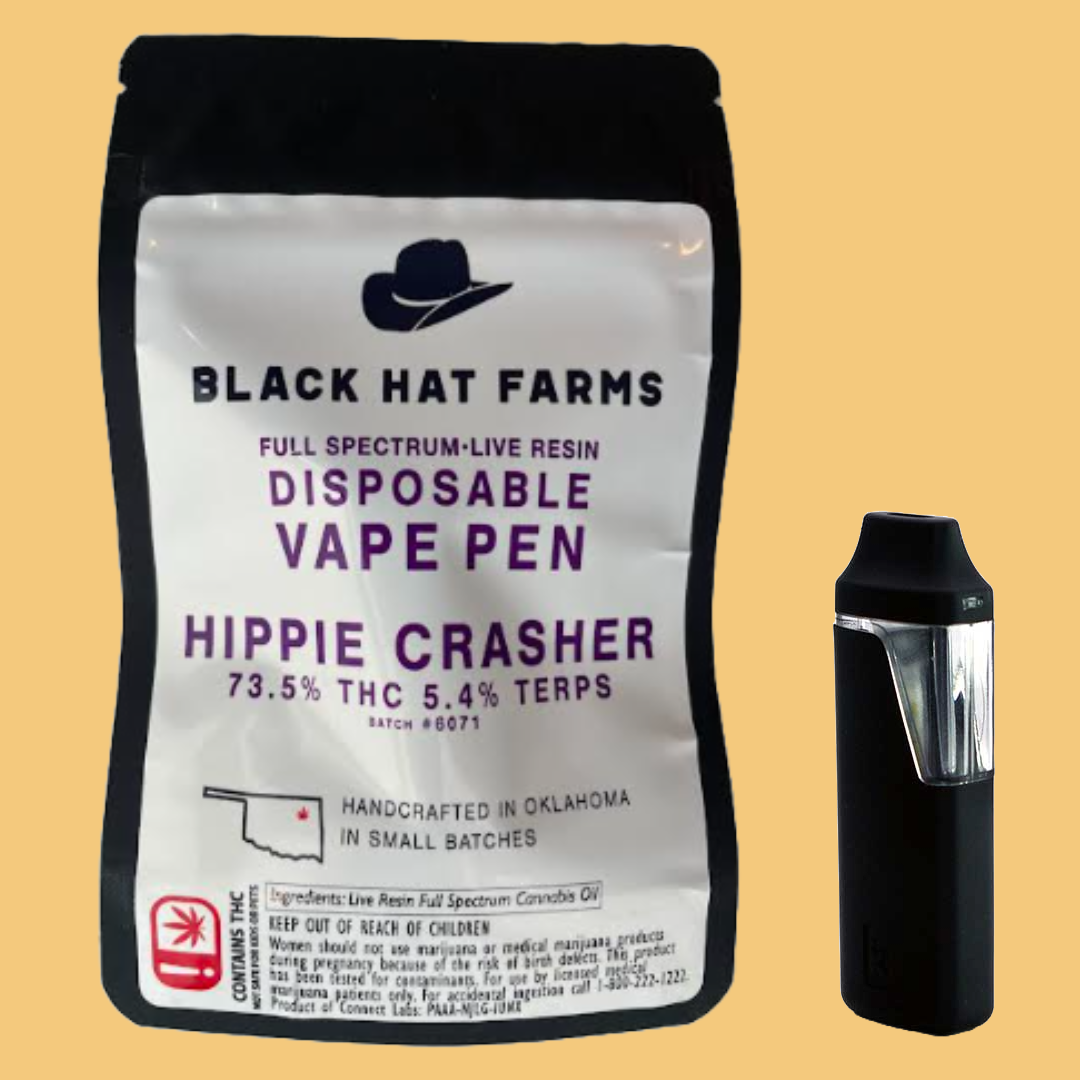 Photograph of product: BLACK HAT FARMS | Gushers | Live Resin | Disposable Vape Cart