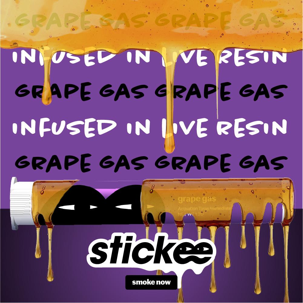 Photograph of product: Stickee - 1.2g Live Resin Infused Prerolls - Grape Gas