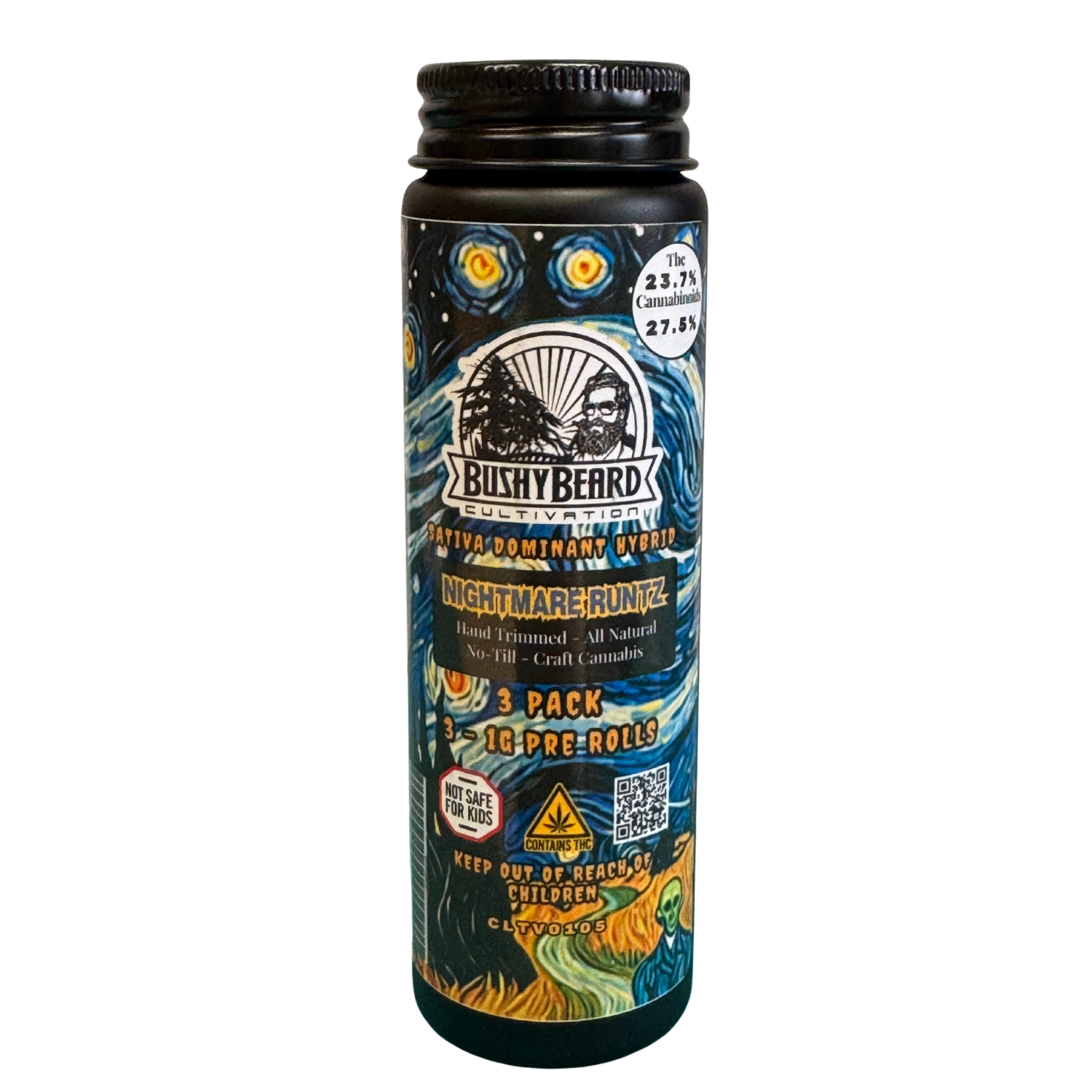 Photograph of product: Nightmare Runtz I Pre-rolls 1g-3pk I Bushy Beard