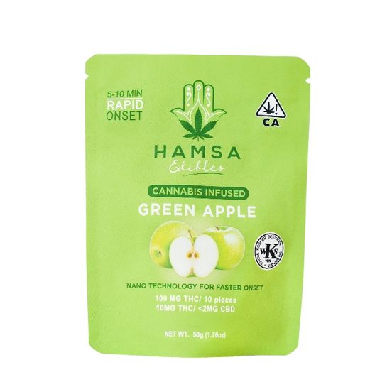 Photograph of product: Hamsa - Green Apple 100mg Gummies - 
