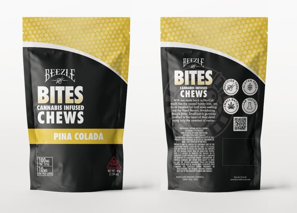 Photograph of product: Beezle Bites | Pina Colada Live Resin Gummies 10pk | 100mg