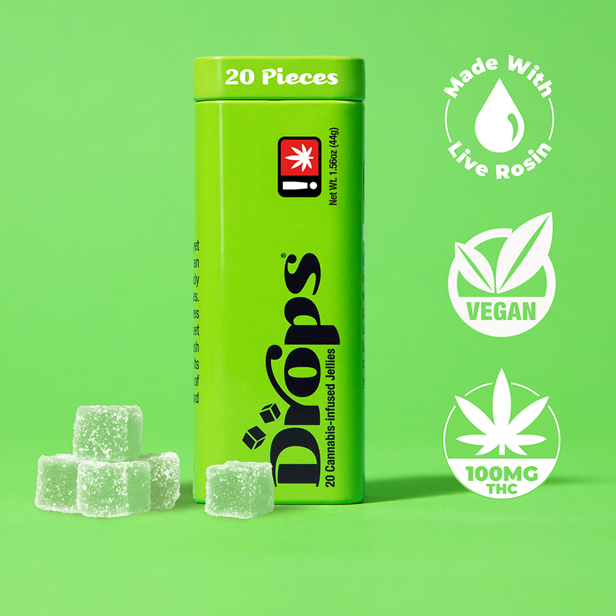Photograph of product: Drops > 20pc Jellies 100mg > Balanced > Lime