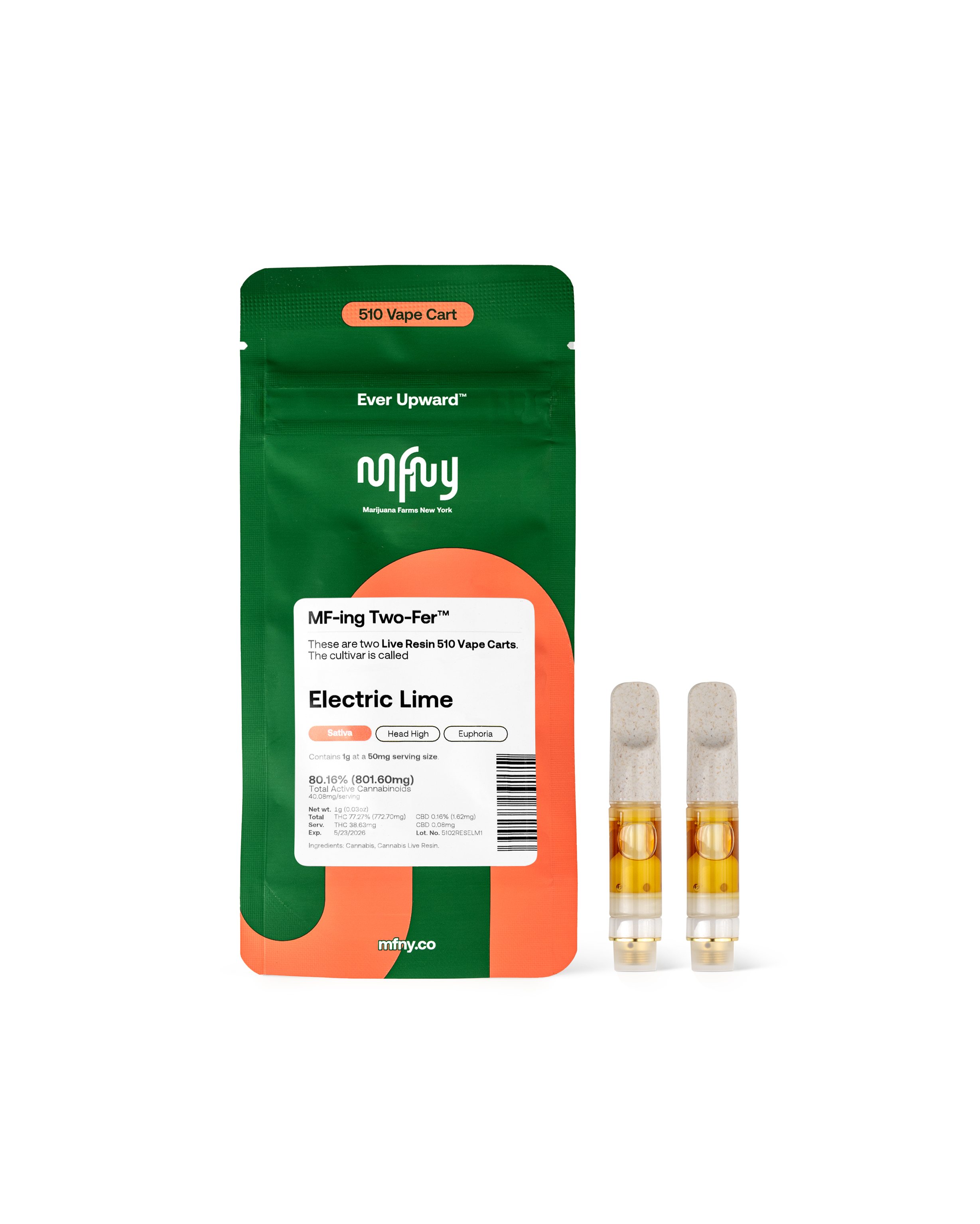 Photograph of product: Live Resin ELECTRIC LIME | 2 x .5 g Carts