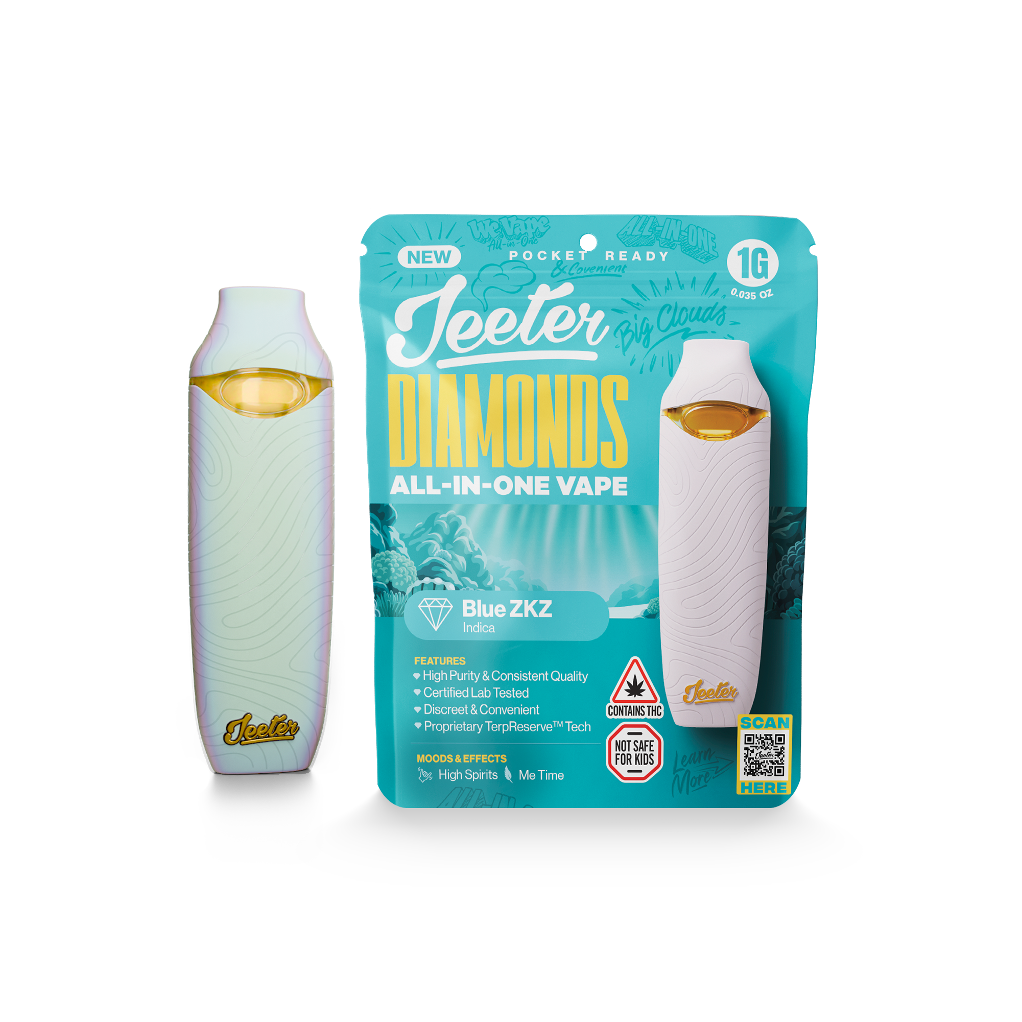 Photograph of product: Blue ZKZ Liquid Diamonds AIO Vape 1g