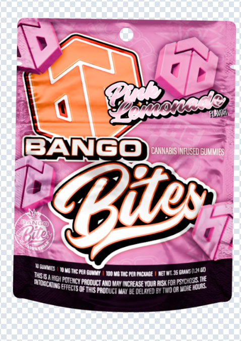 Photograph of product: [REC] Bango Bites | Sour Pink Lemonade | 100mg/10pk Soft Chews