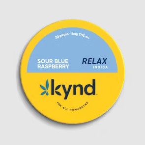 Photograph of product: Kynd Relax Sour Blue Raspberry  Gummies 20pk 100mg