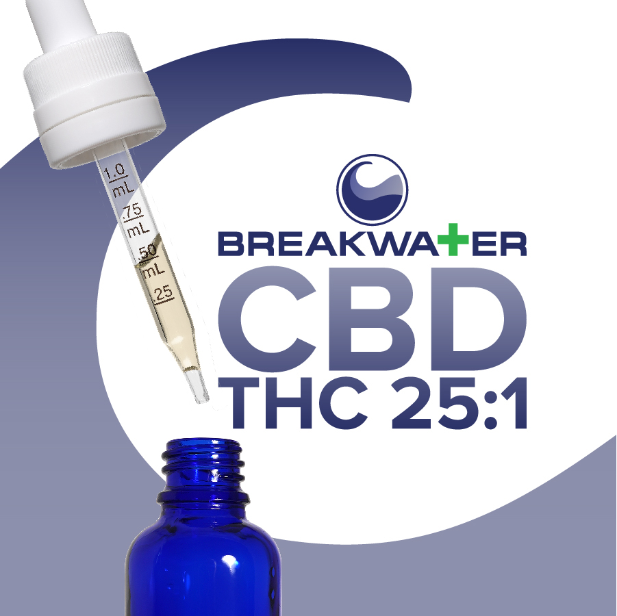 Photograph of product: Breakwater  |  25:1 CBD-TH-oui  | 100mg | Tincture | CBD | MCT