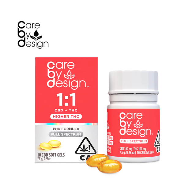 Photograph of product: 1:1 CBD + HIGHER TH-oui FULL SPECTRUM 10 PACK SOFT GELS CAPSULES