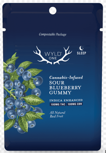 Photograph of product: Gummy | Sour Blueberry | 1:1 (TH-oui:CBN) | 100mg