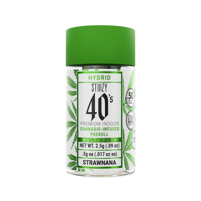 Photograph of product: 40s Strawnana .5x5 Infused Preroll Pack - 