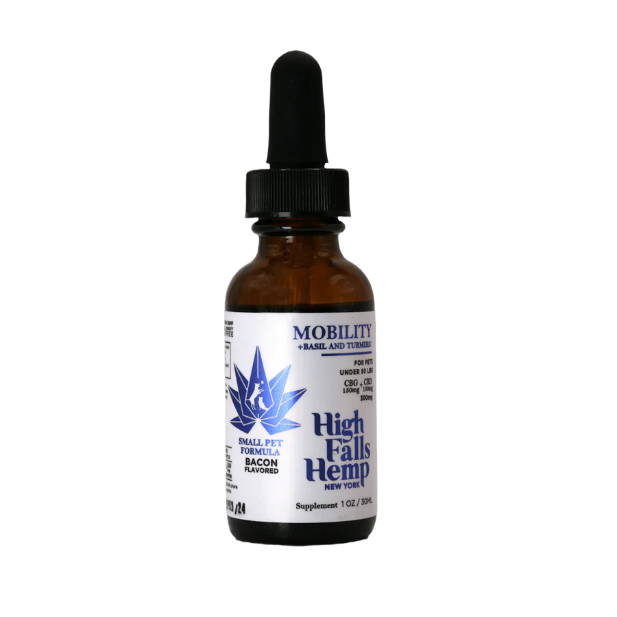 Photograph of Product: High Falls Hemp | Pet CBD Tincture 300mg | Mobility | Full Spectrum Hemp Bacon Flavor