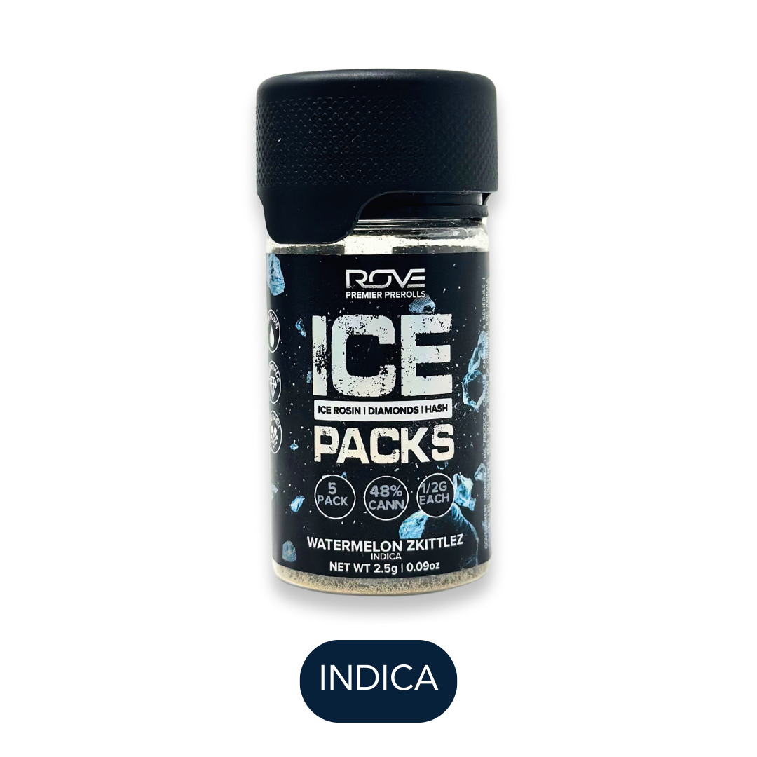 Photograph of product: Rove - Ice Packs - Watermelon Zkittlez I - Infused Preroll Pack - 5pk - 2.5g