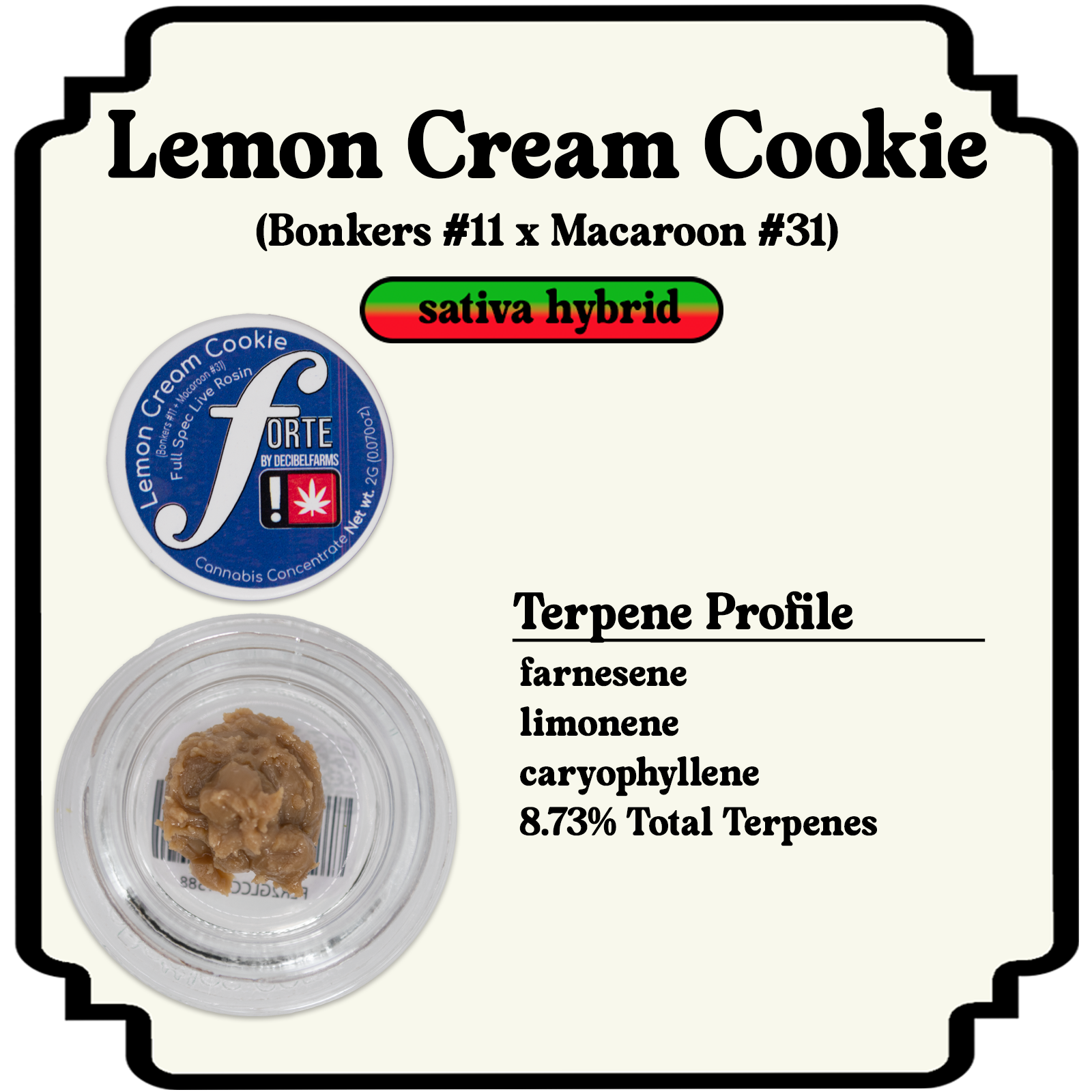 Photograph of product: Lemon Cream Cookie Full Spectrum Live Rosin | 2g