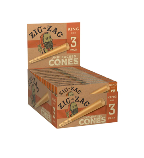 Photograph of product: Zig Zag King Size Unbleached Cones 3-Pk