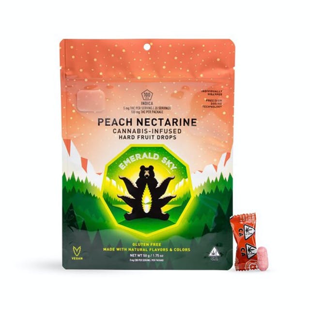 Photograph of product: PEACH NECTARINE 5MG HARD CANDIES - 20 PACK 100MG