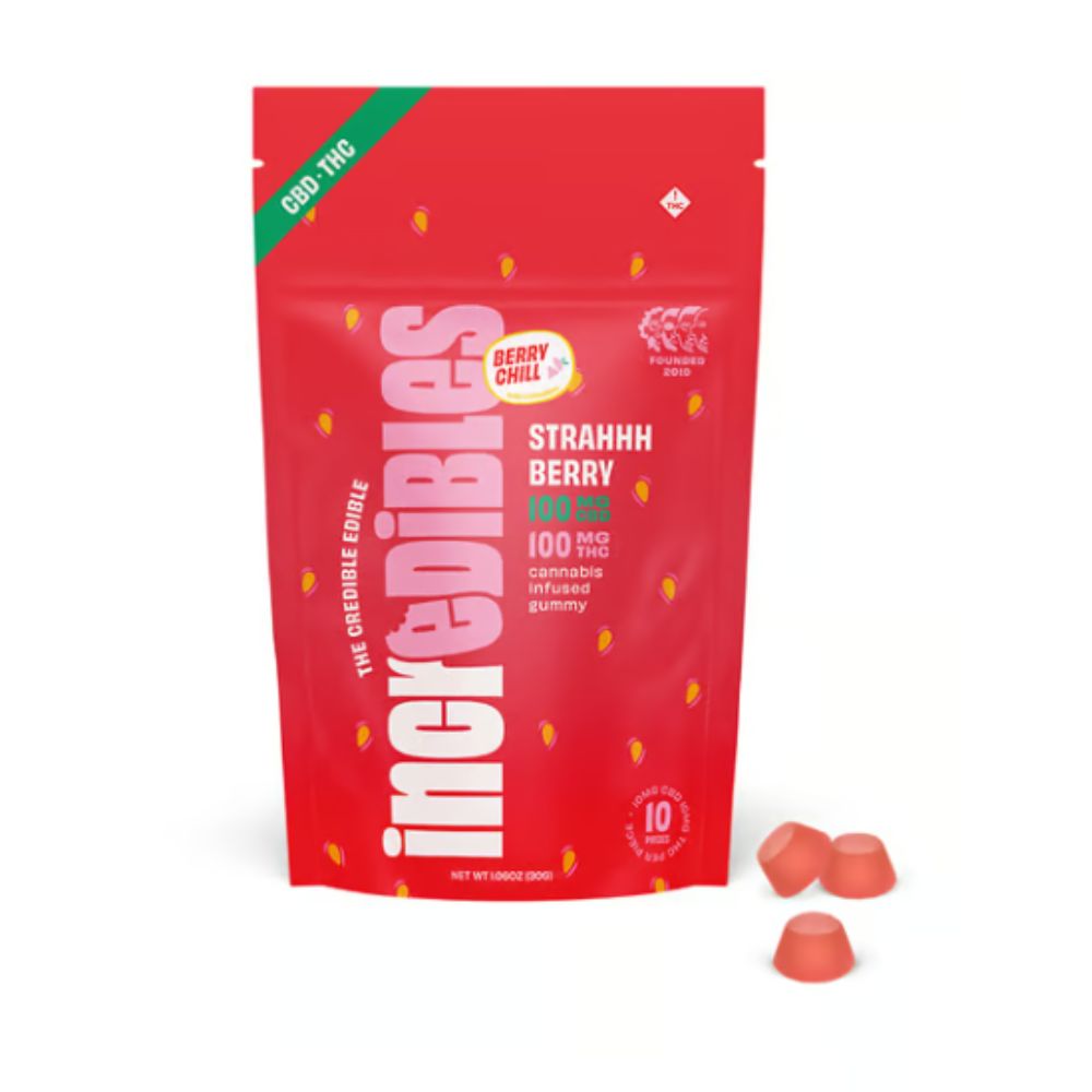 Photograph of product: Incredibles | Strahhhberry 1:1 TH-oui:CBD 10pk | 100mg