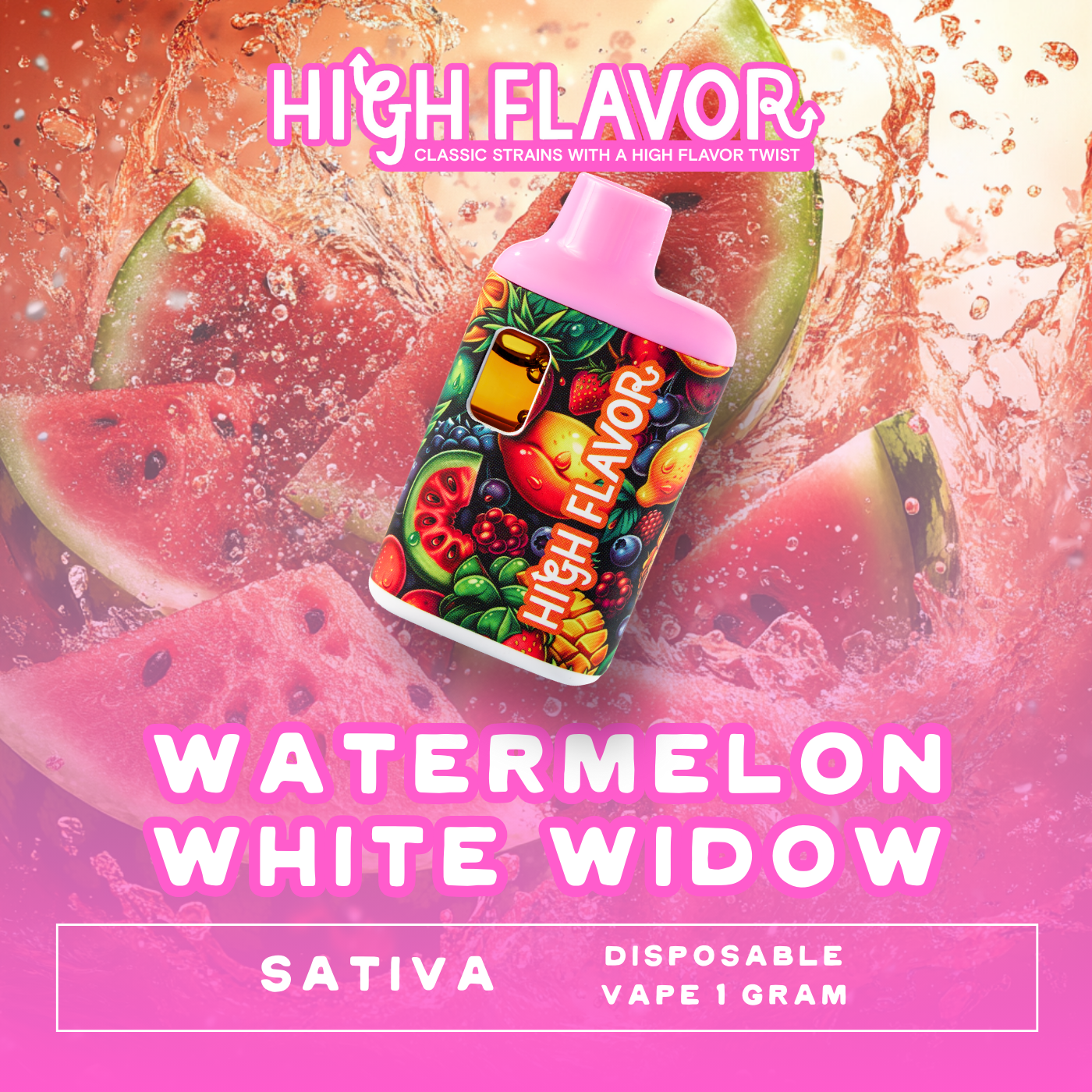Photograph of product: 1g Watermelon White Widow Disposable | TAX INCLUDED