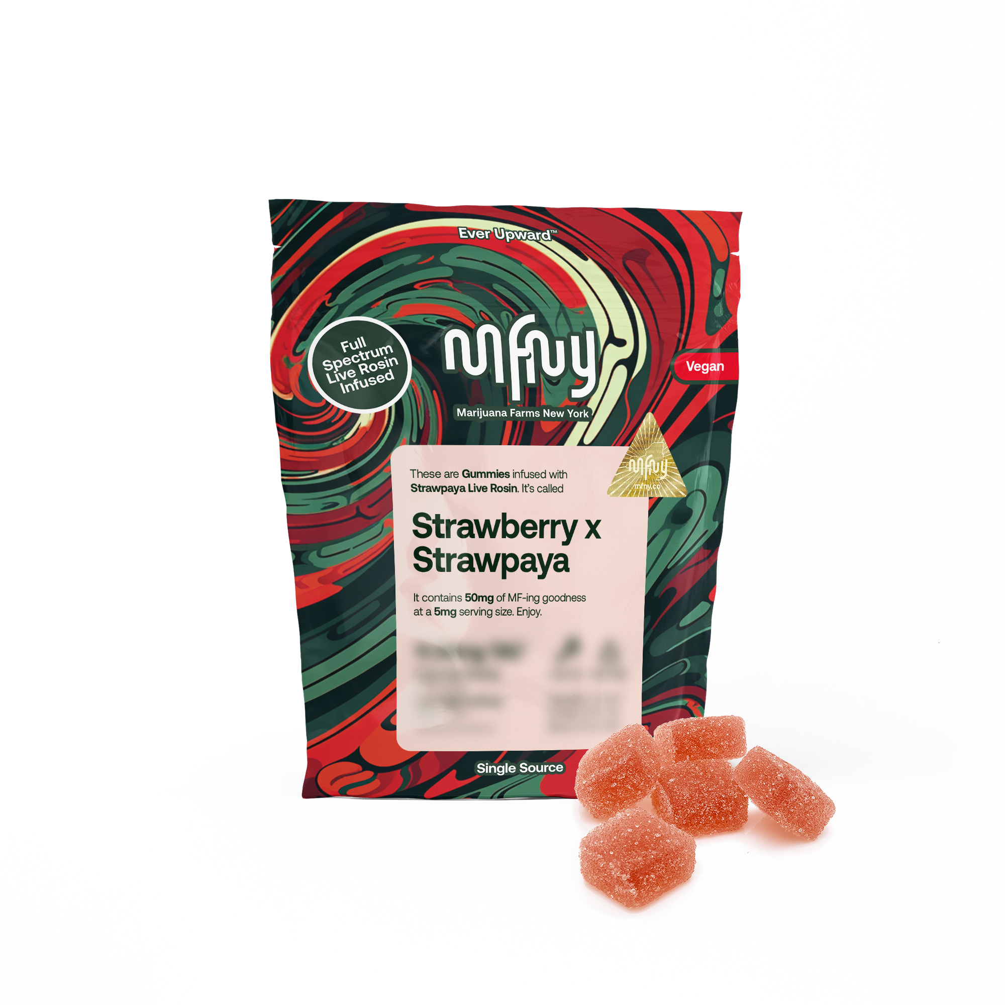 Photograph of product: Strawberry x Strawpaya Live Rosin Gummies | 5mg