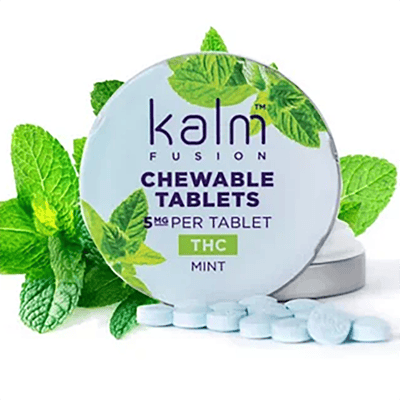 Photograph of product: KALM FUSION Chewable Tablet 100mg: Blue Mint 20pc